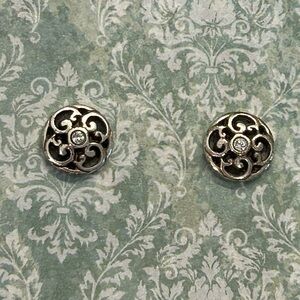 Brighton Betsey Mini Post Earrings, a silver-plated design & scrollwork design.